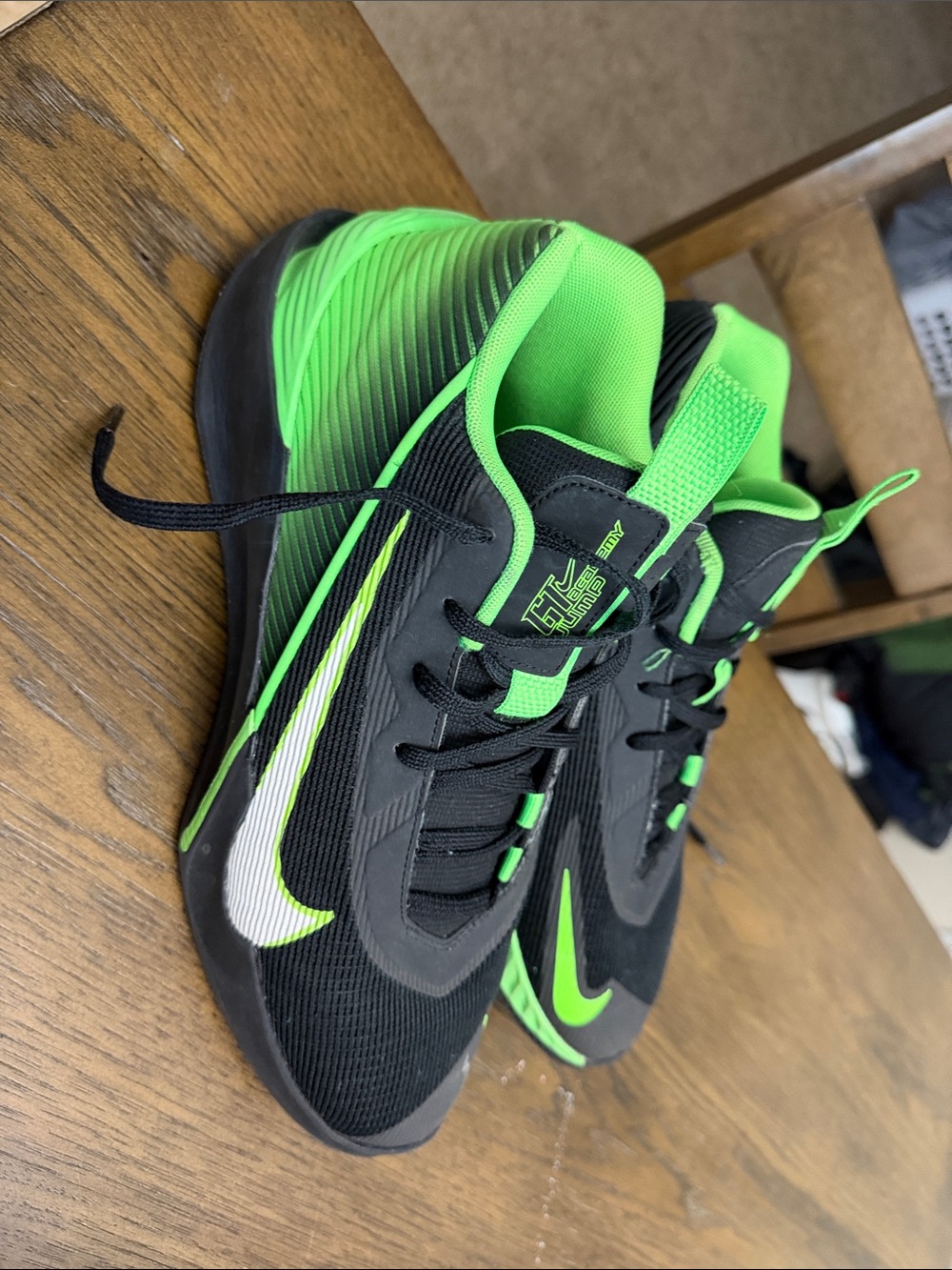 Nike Men’s Black and Neon Green Athletic Sneakers